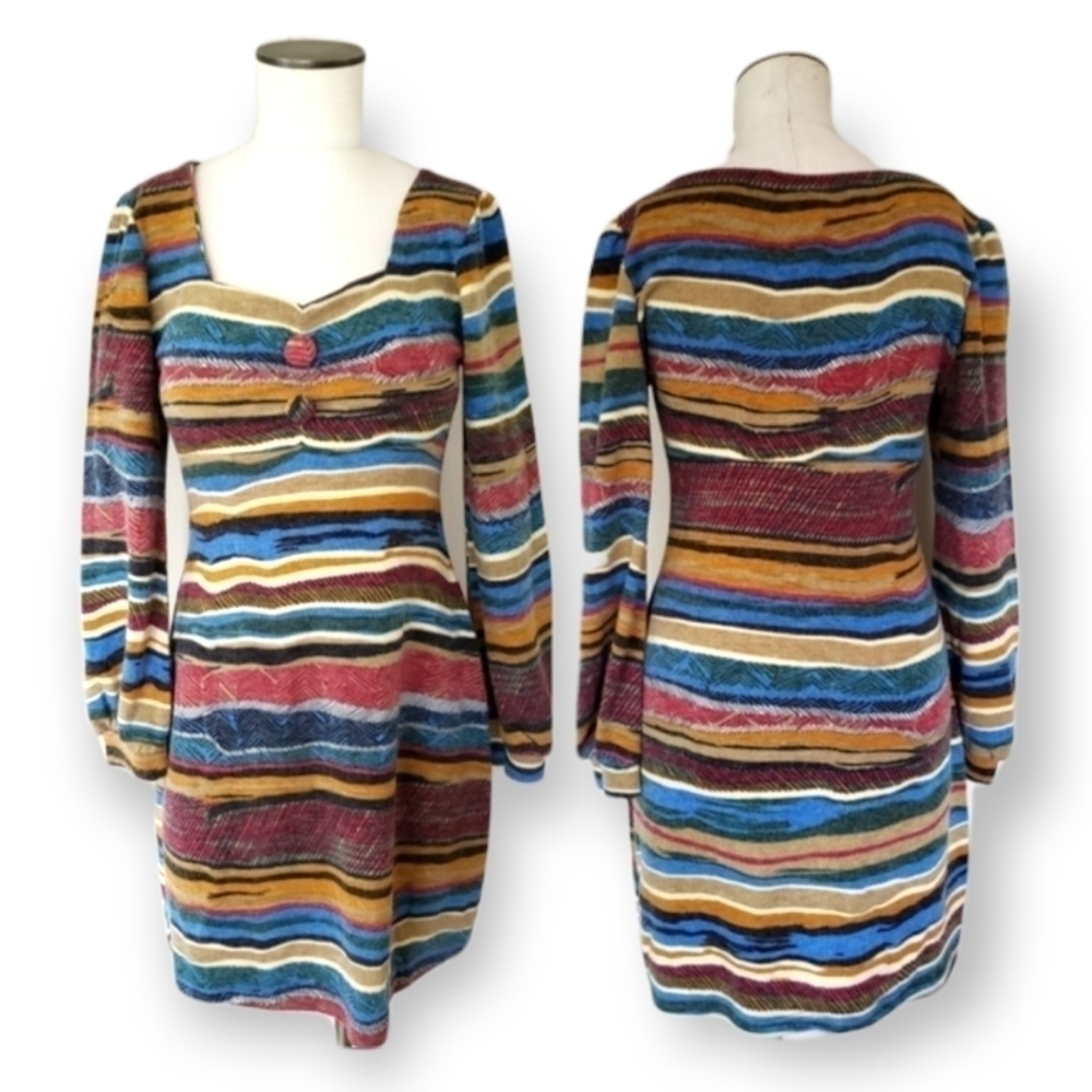 Pants Store sweater dress Size Medium multi color long sleeve knit Fall Winter